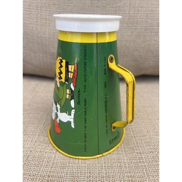 1970 PEANUTS SNOOPY HEAD BEAGLE TIN LITHO GREEN MEGAPHONE CHEIN CHARLIE BROWN - Picture 2 of 8